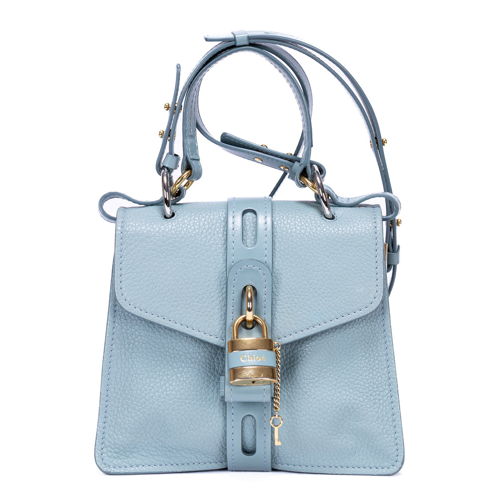 Handbag Aby Day Small Blue Grained Leather