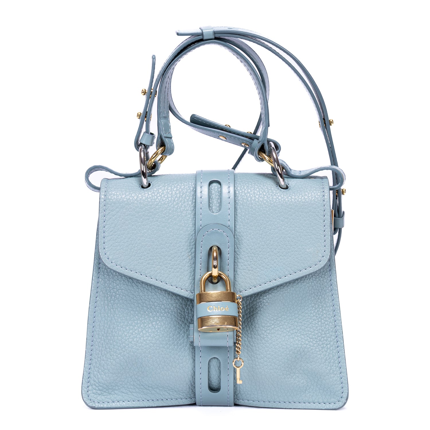 Handbag Aby Day Small Blue Grained Leather