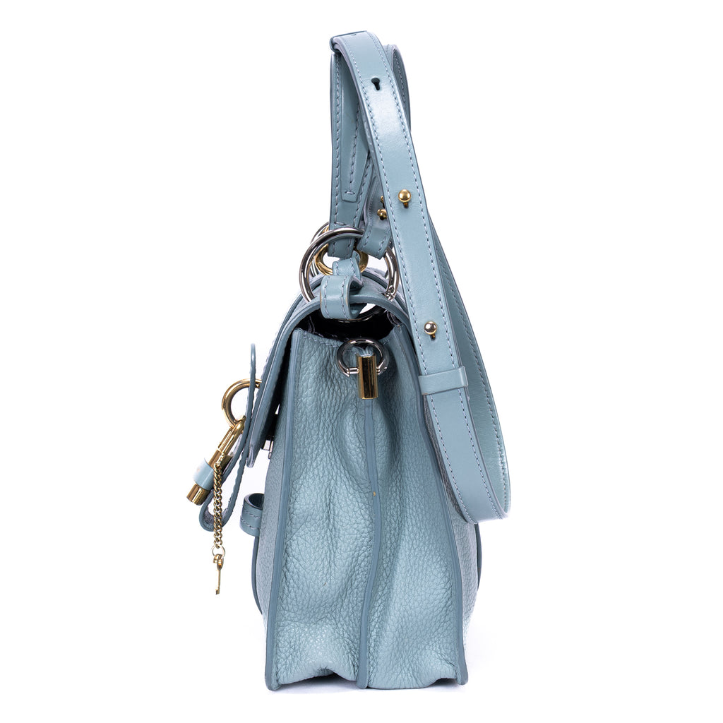 Handbag Aby Day Small Blue Grained Leather