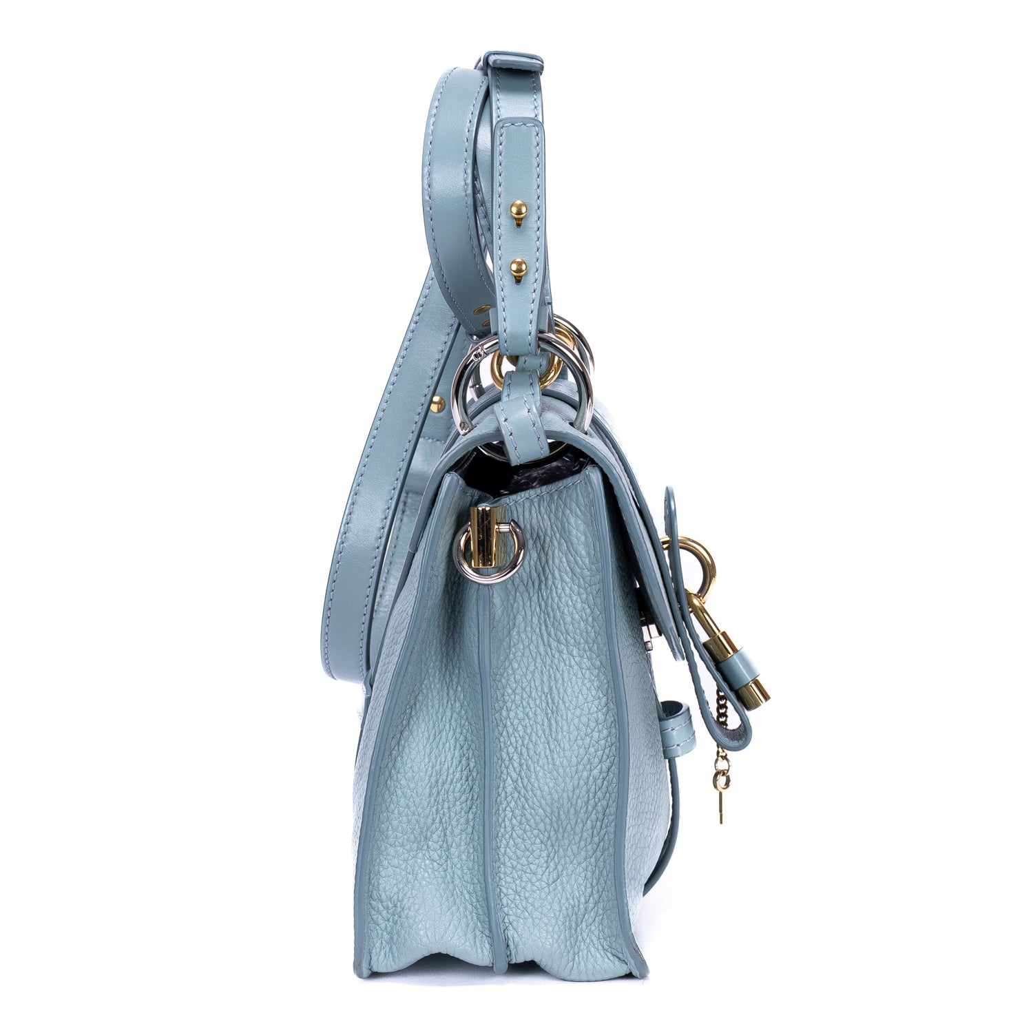 Handbag Aby Day Small Blue Grained Leather