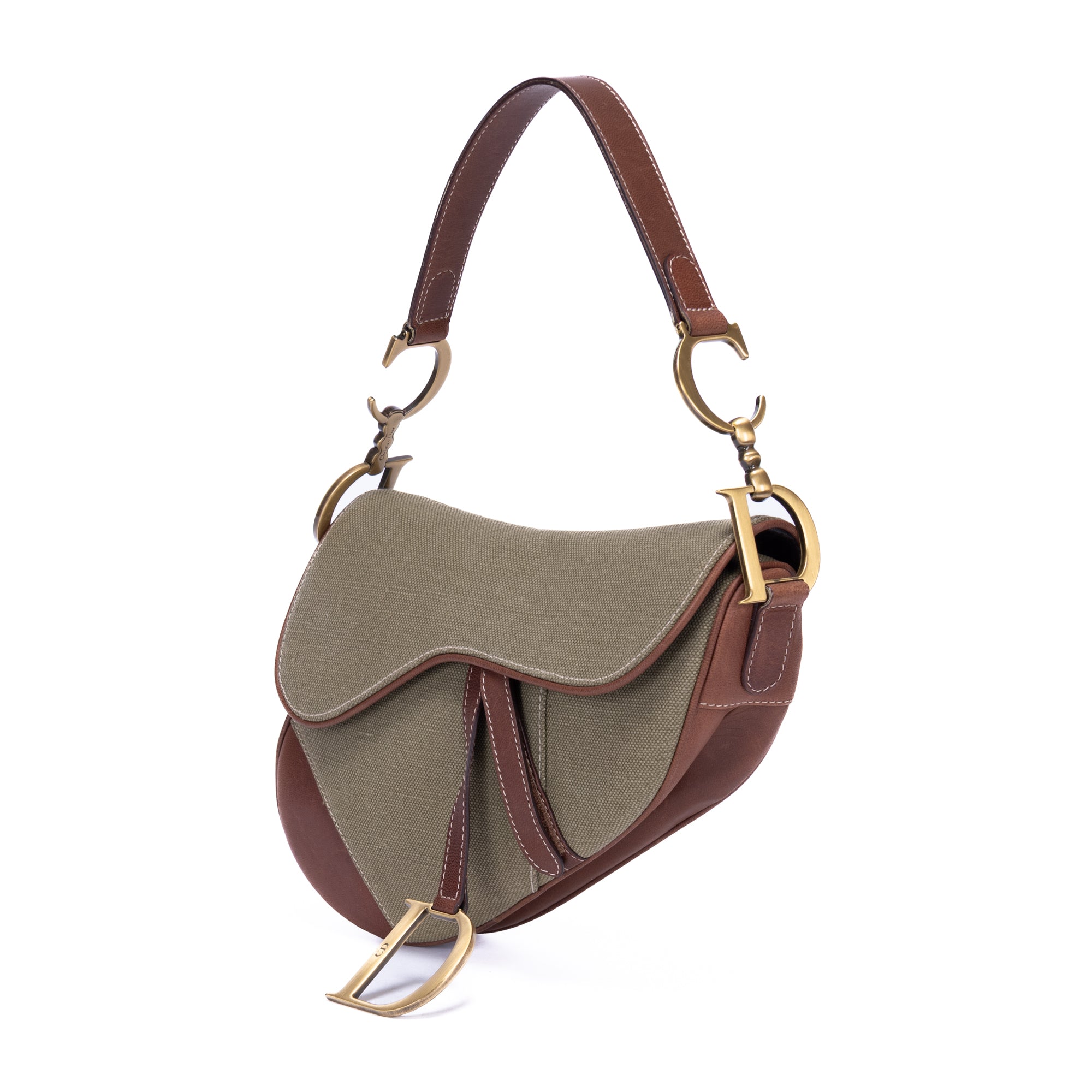 Bolso de mano Saddle 2003 Lona caqui marrón