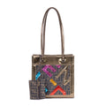 Bolso de Hombro Zucca Metallic Tote Pequeño Lona Zucchino Oro Tabaco