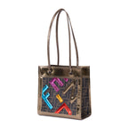 Shoulder Bag Zucca Metallic Tote Small Tobacco Gold Zucchino Canvas
