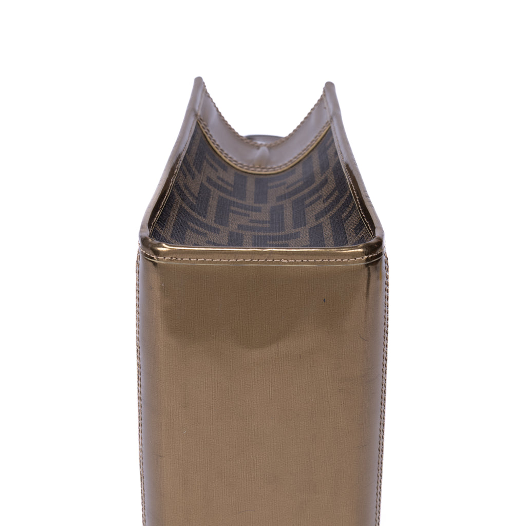 Shoulder Bag Zucca Metallic Tote Small Tobacco Gold Zucchino Canvas