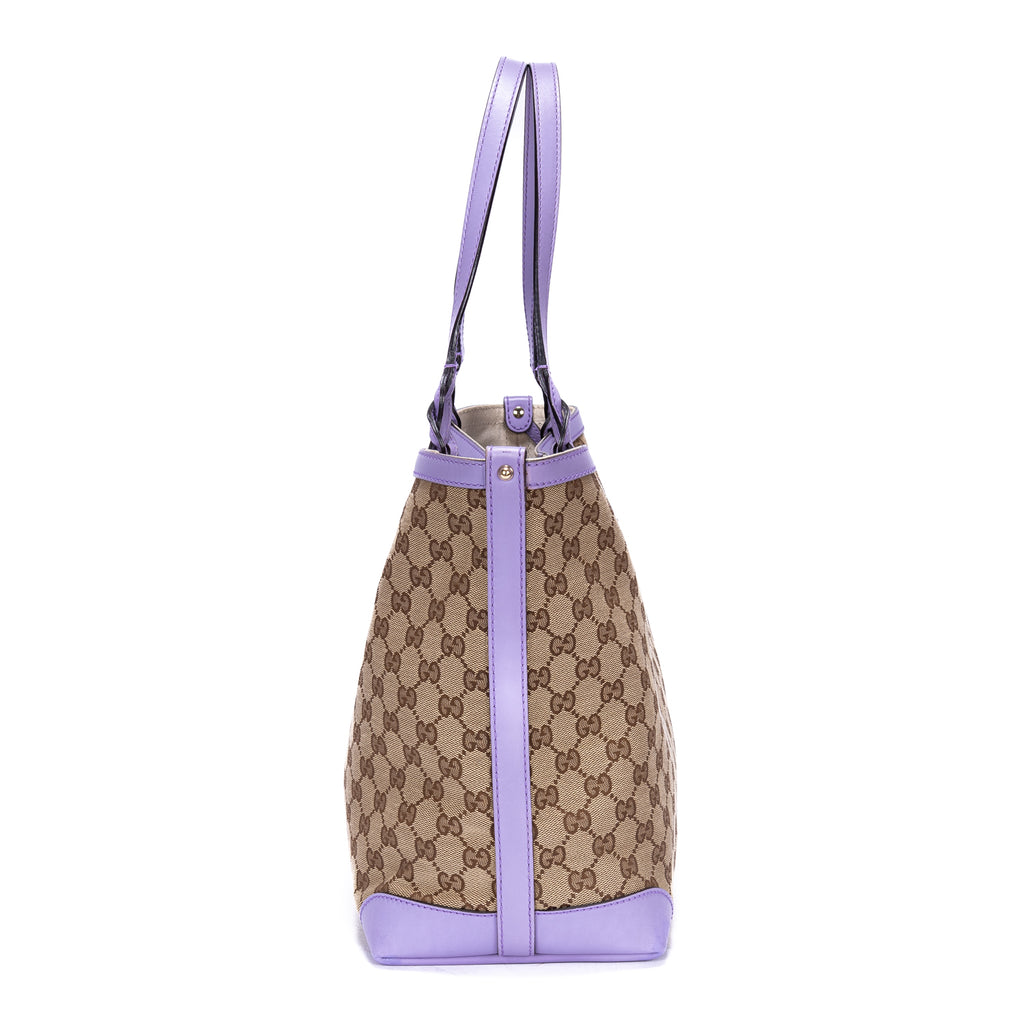 Bolso de Hombro Jacquard 2 Vías Shopper Lona GG Monograma Lila
