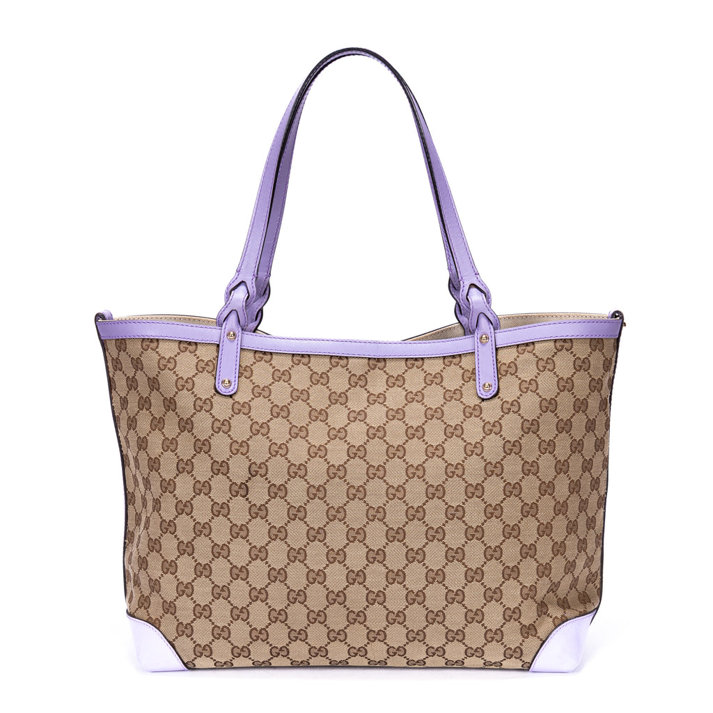 Bolso de Hombro Jacquard 2 Vías Shopper Lona GG Monograma Lila
