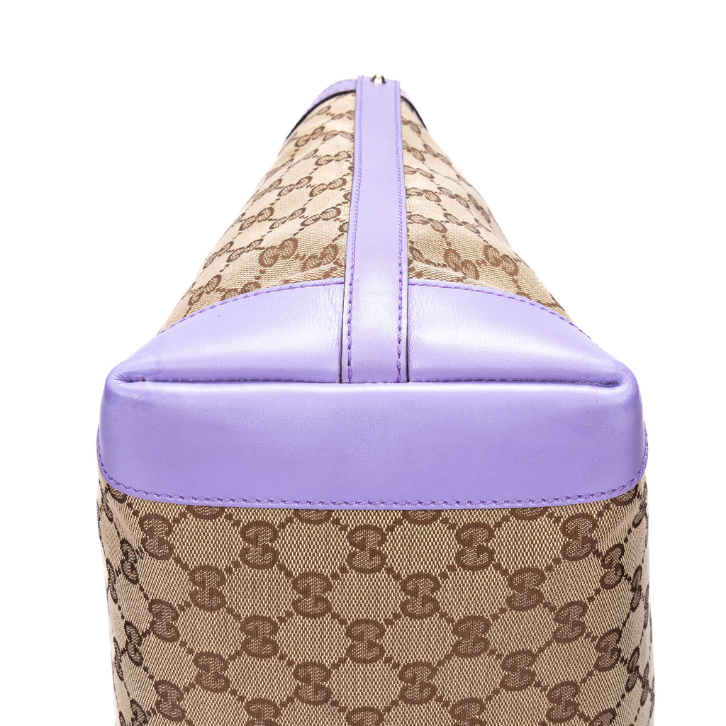 Bolso de Hombro Jacquard 2 Vías Shopper Lona GG Monograma Lila