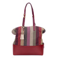 Bolso de hombro Roll Tote lona con rayas Pequin rojo oscuro