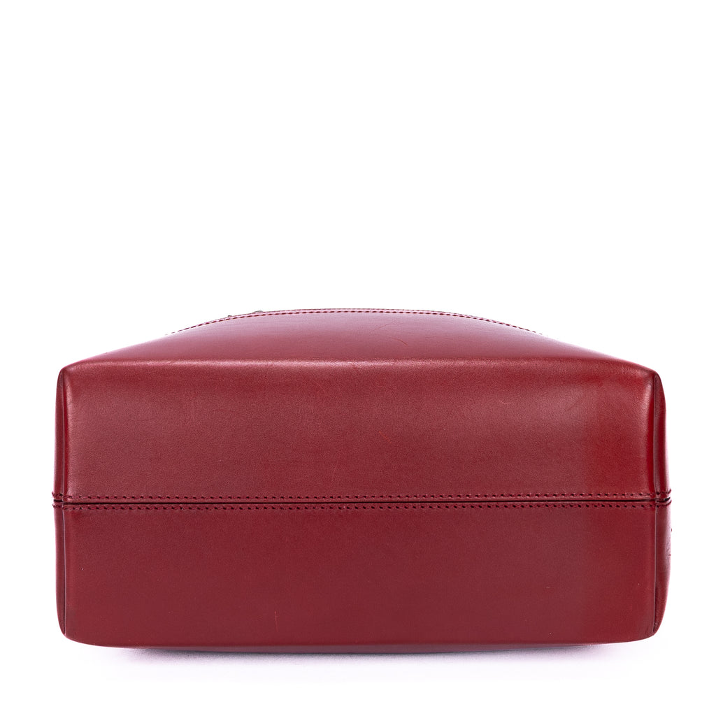 Bolso de hombro Roll Tote lona con rayas Pequin rojo oscuro
