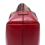 Bolso de hombro Roll Tote lona con rayas Pequin rojo oscuro