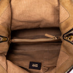 Bolso de hombro Roll Tote lona con rayas Pequin rojo oscuro