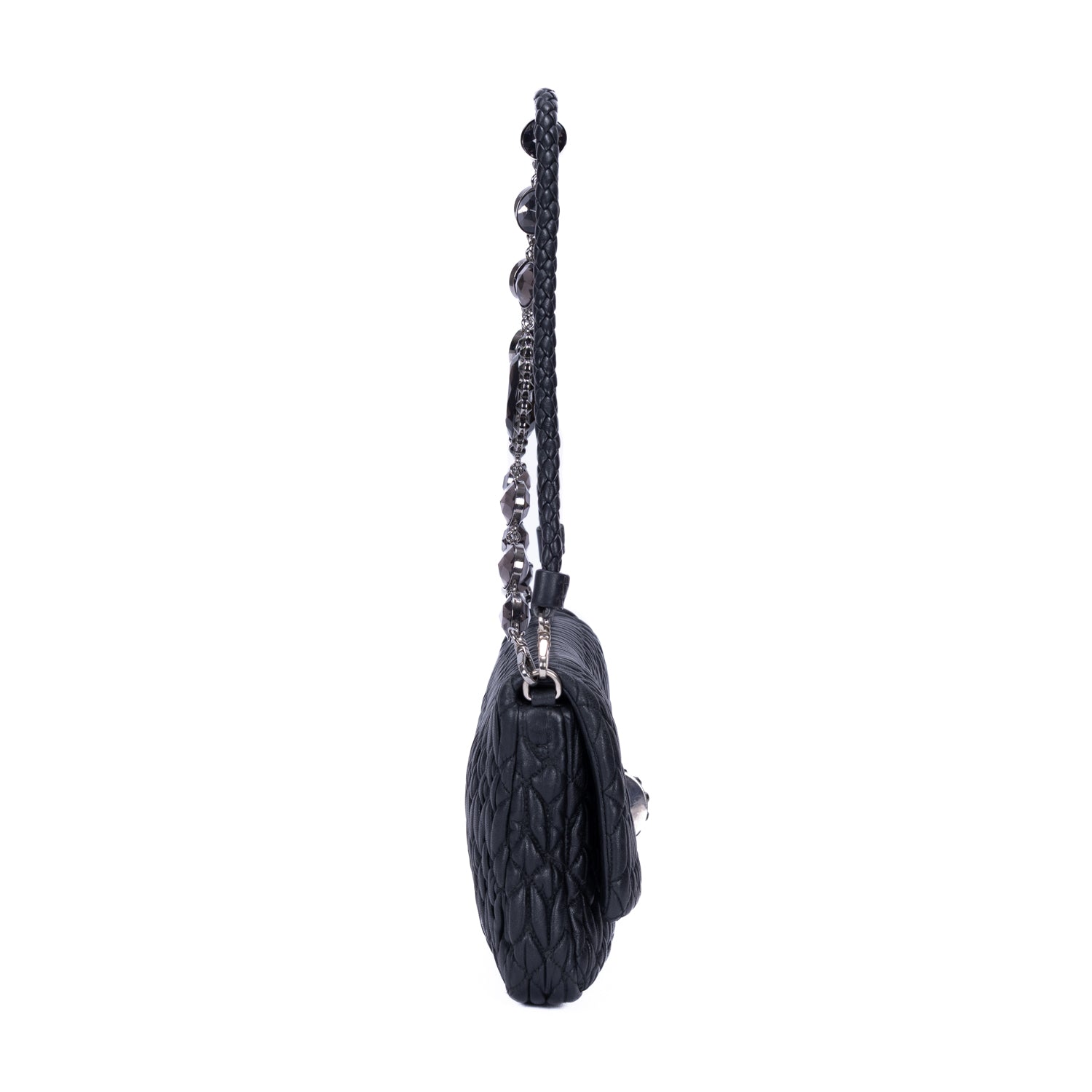 Clutch Crystal Cloqué Clutch Black Nappa Gaufre Leather