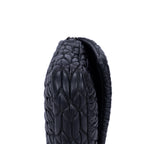 Clutch de cristal con efecto cloqué en piel de napa negra Gaufre