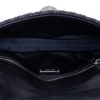 Clutch de cristal con efecto cloqué en piel de napa negra Gaufre