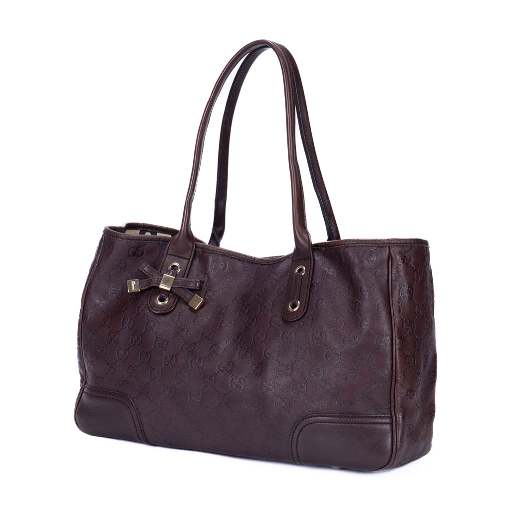 Sac à bandoulière Prince Fourre-tout moyen en cuir Guccissima marron foncé