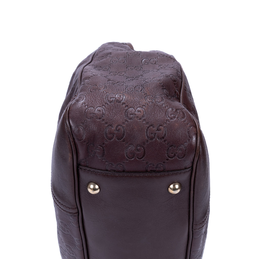 Sac à bandoulière Prince Fourre-tout moyen en cuir Guccissima marron foncé