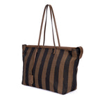 Sac cabas Requin toile Pequin rayée marron