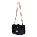 Sac à bandoulière Rockstud en daim noir et cuir lisse