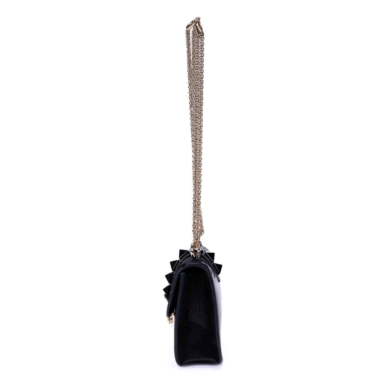 Shoulder Bag Rockstud Black Suede & Smooth Leather
