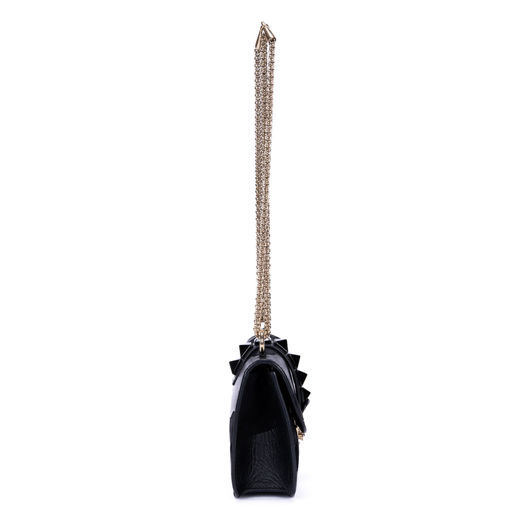 Sac à bandoulière Rockstud en daim noir et cuir lisse