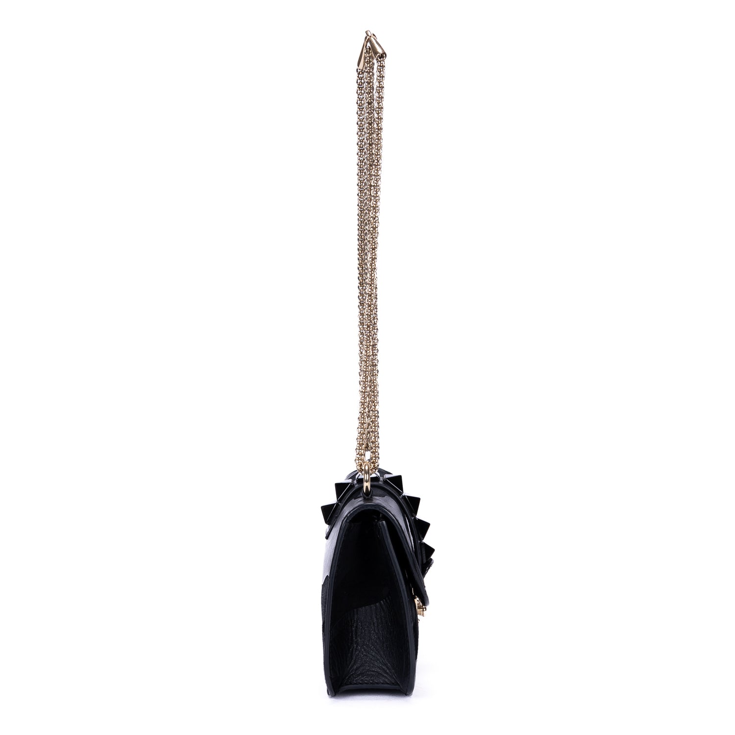 Shoulder Bag Rockstud Black Suede & Smooth Leather