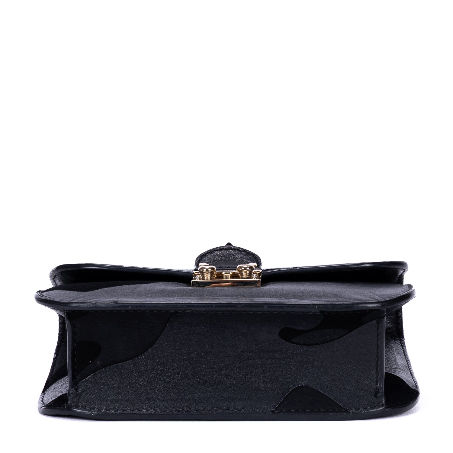 Sac à bandoulière Rockstud en daim noir et cuir lisse