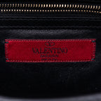 Sac à bandoulière Rockstud en daim noir et cuir lisse