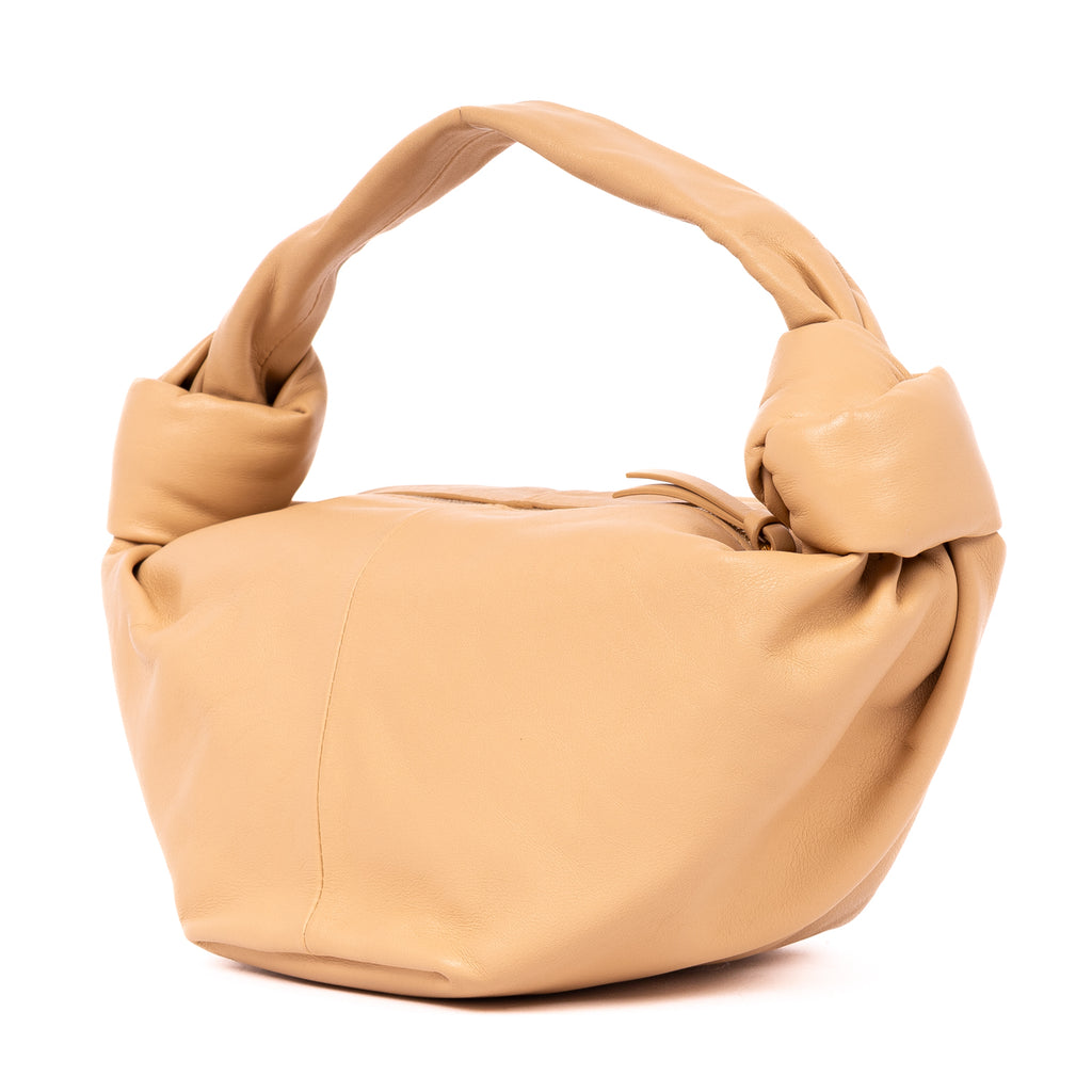 Handbag Double Mini Knot Hobo bag Mini Beige Smooth Calfskin Leather
