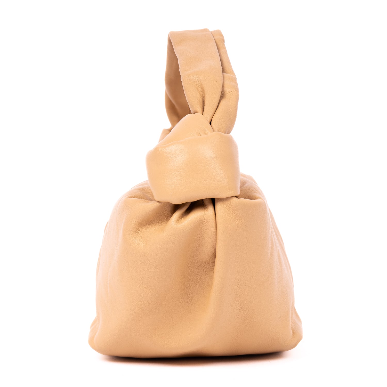 Handbag Double Mini Knot Hobo bag Mini Beige Smooth Calfskin Leather