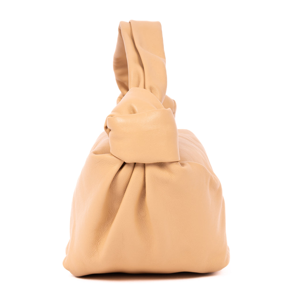 Handbag Double Mini Knot Hobo bag Mini Beige Smooth Calfskin Leather