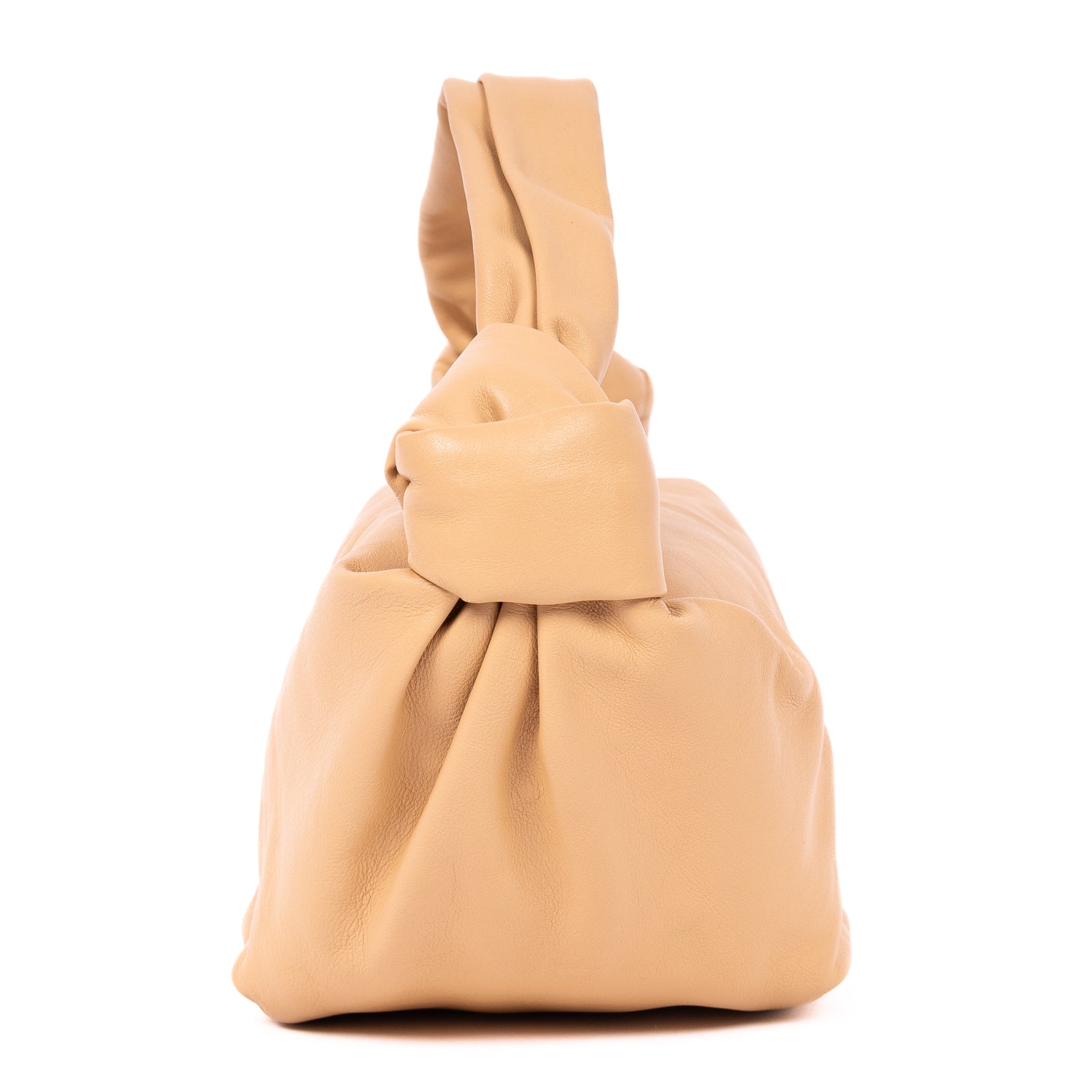 Handbag Double Mini Knot Hobo bag Mini Beige Smooth Calfskin Leather
