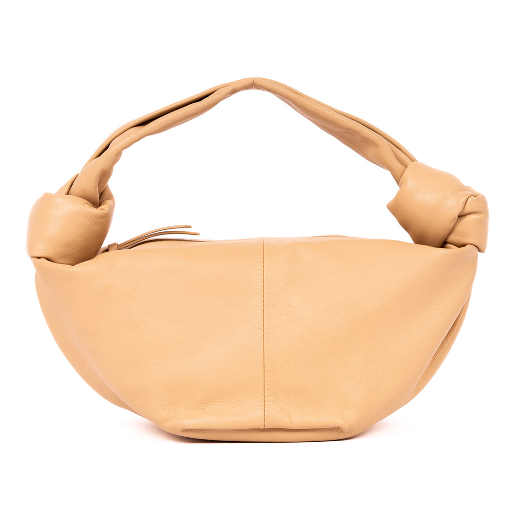 Handbag Double Mini Knot Hobo bag Mini Beige Smooth Calfskin Leather