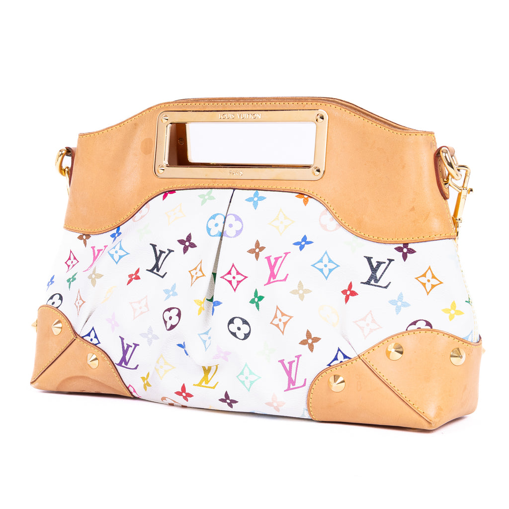 Handbag Judy MM White Monogram Multicolor Canvas