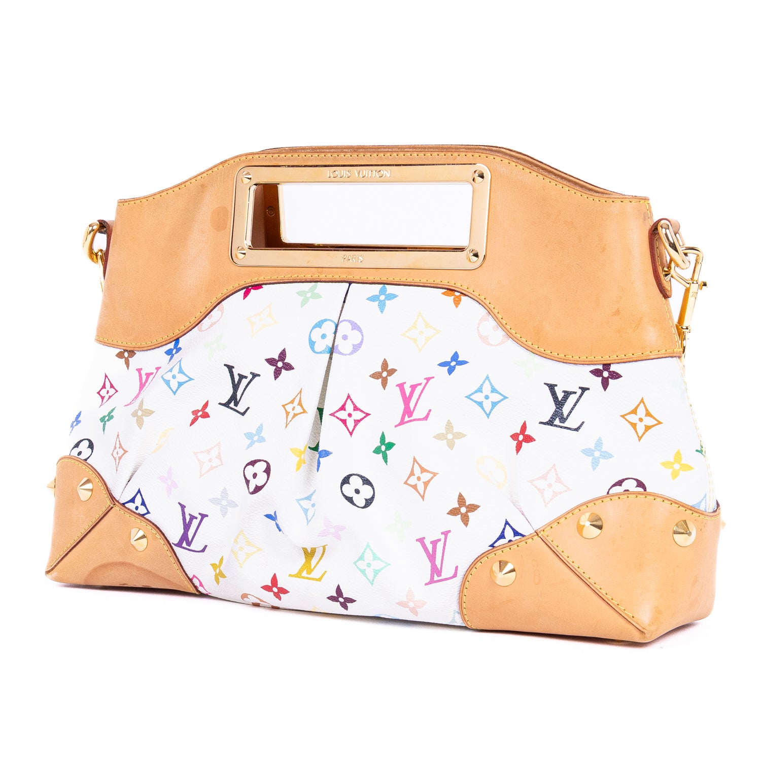Handbag Judy MM White Monogram Multicolor Canvas