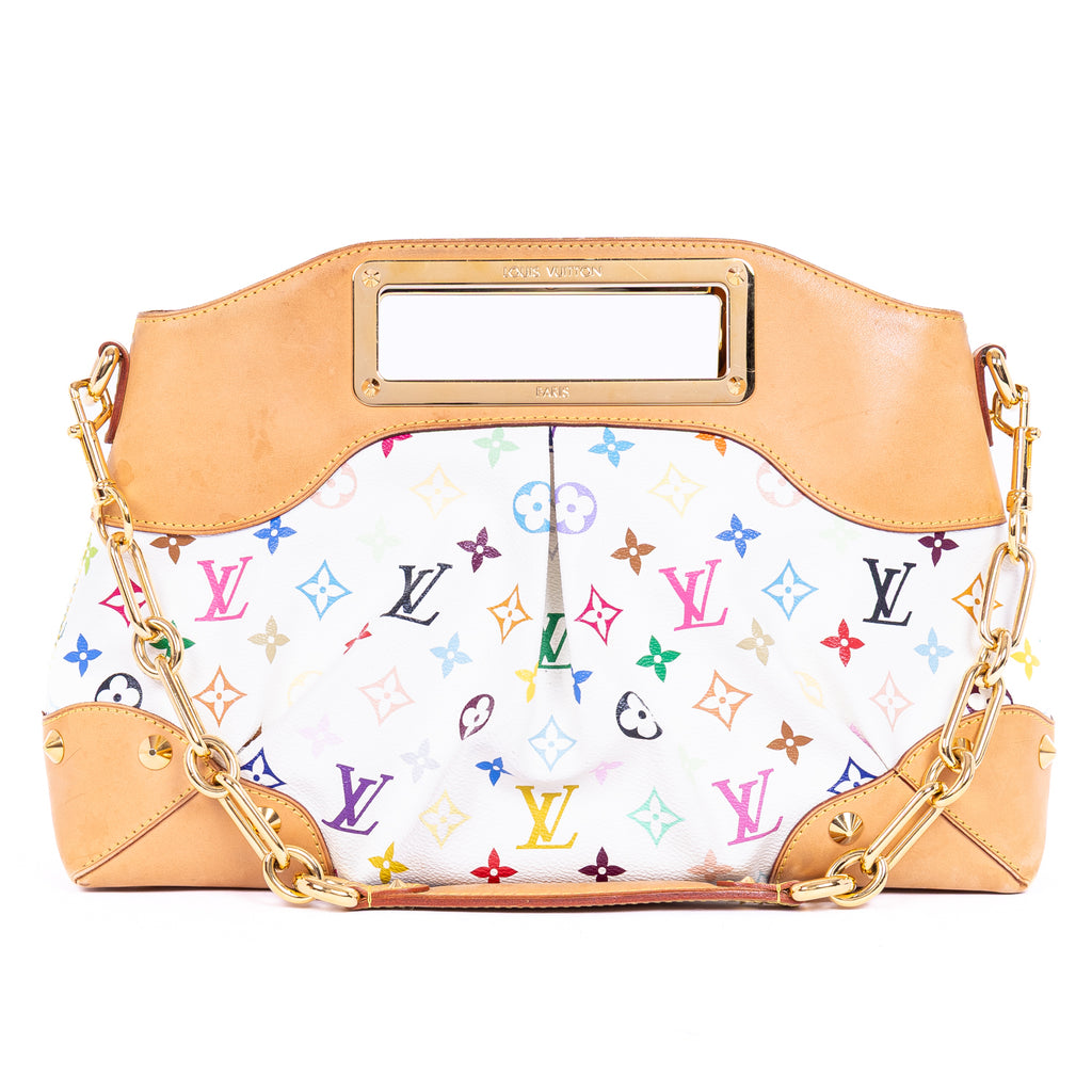 Handbag Judy MM White Monogram Multicolor Canvas