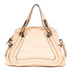 Bolso de mano mediano Paraty de piel de becerro granulada beige
