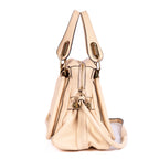Bolso de mano mediano Paraty de piel de becerro granulada beige