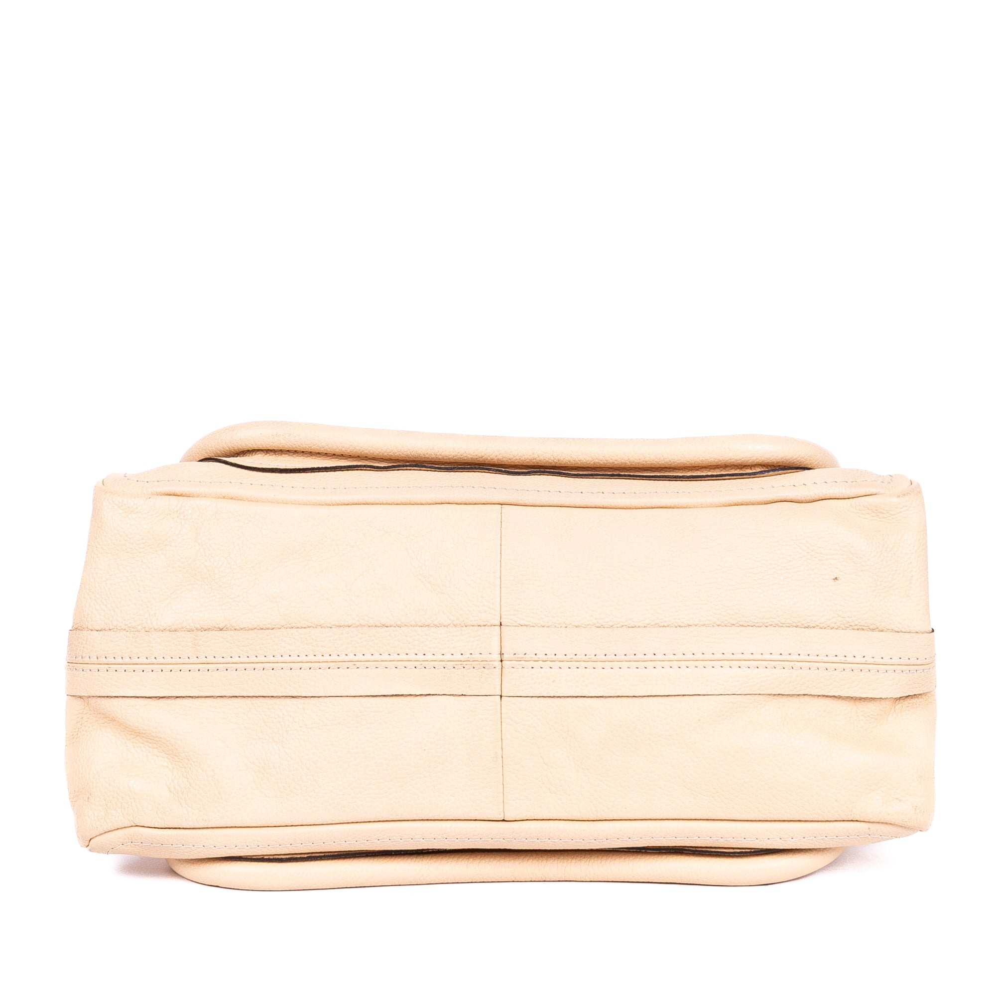 Bolso de mano mediano Paraty de piel de becerro granulada beige