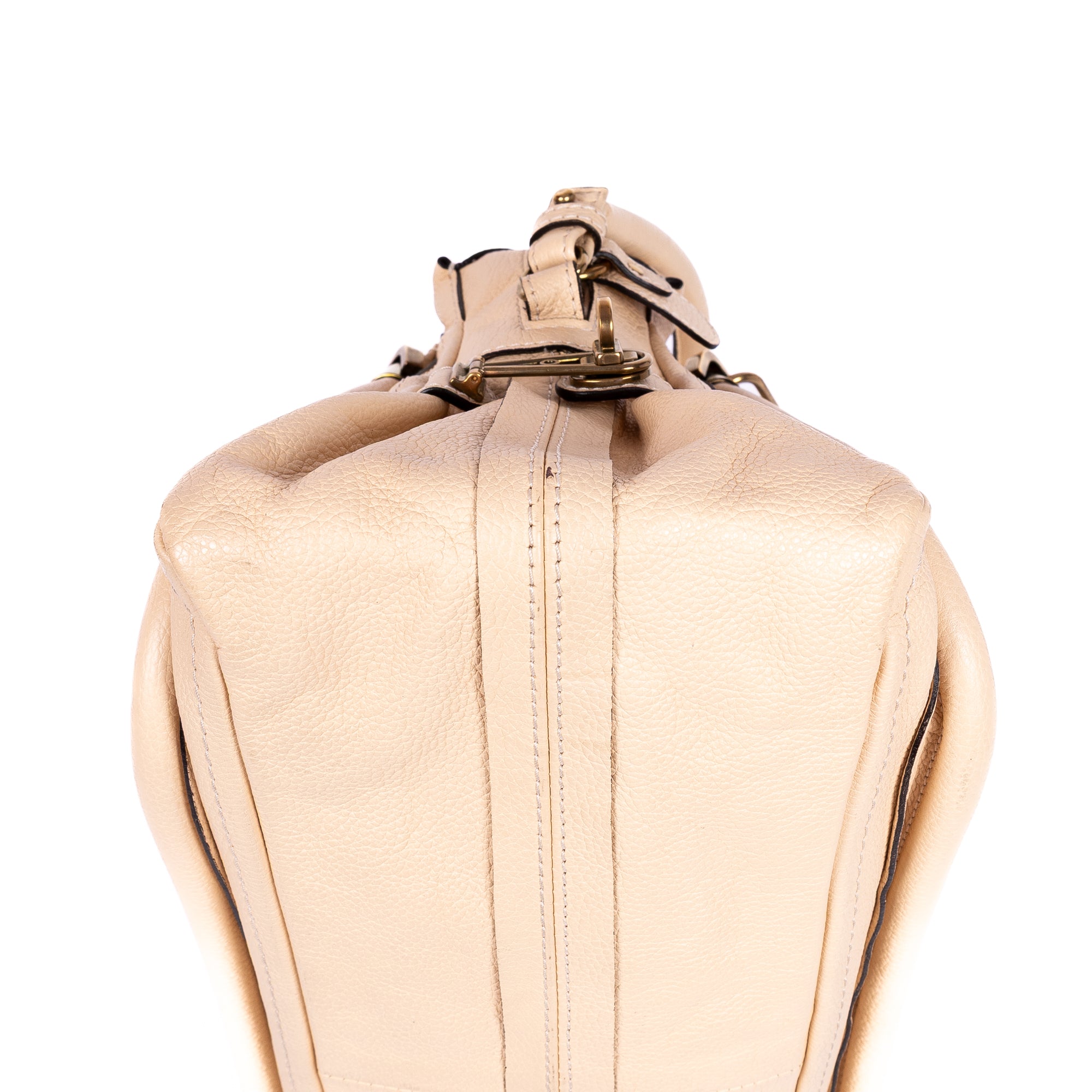 Bolso de mano mediano Paraty de piel de becerro granulada beige
