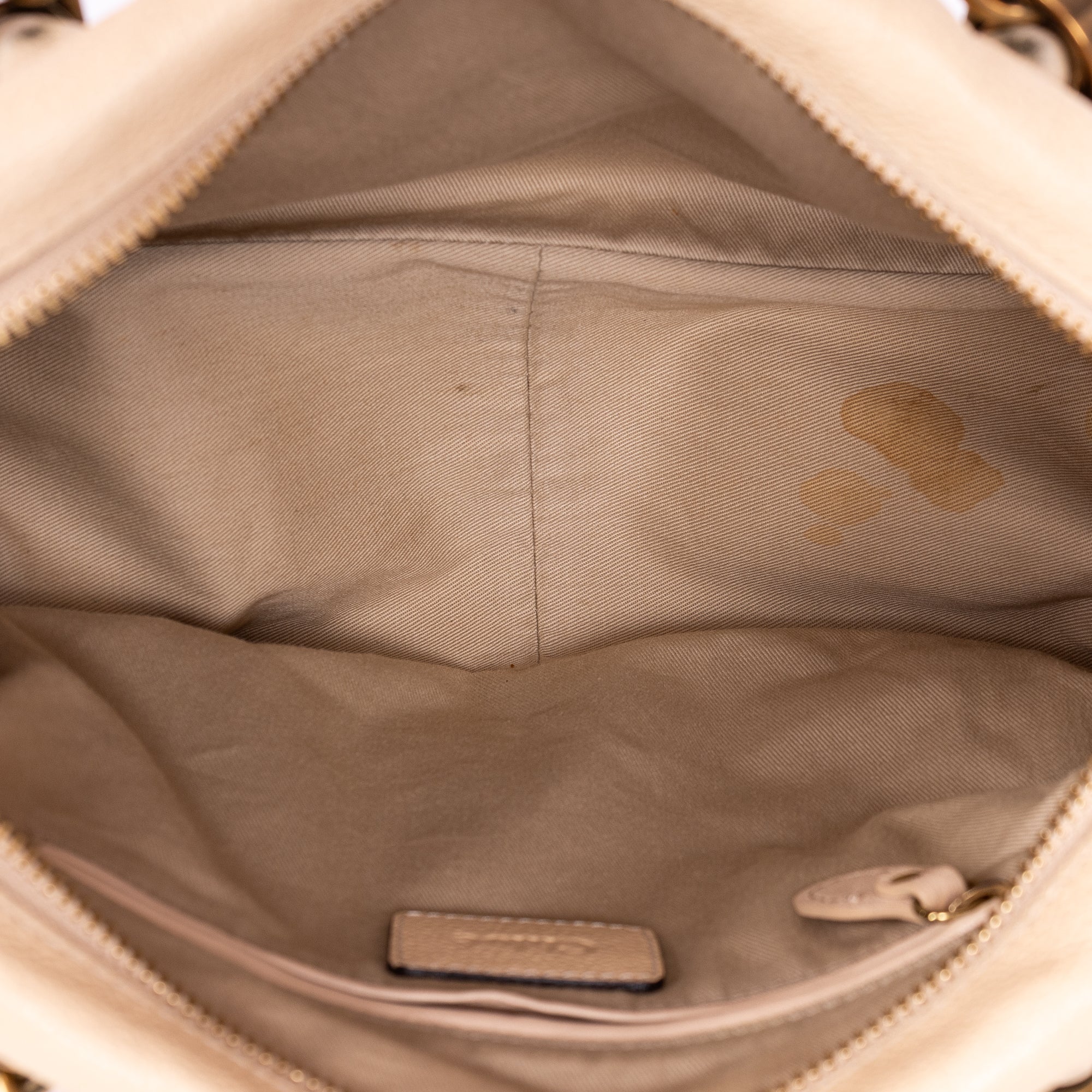 Bolso de mano mediano Paraty de piel de becerro granulada beige