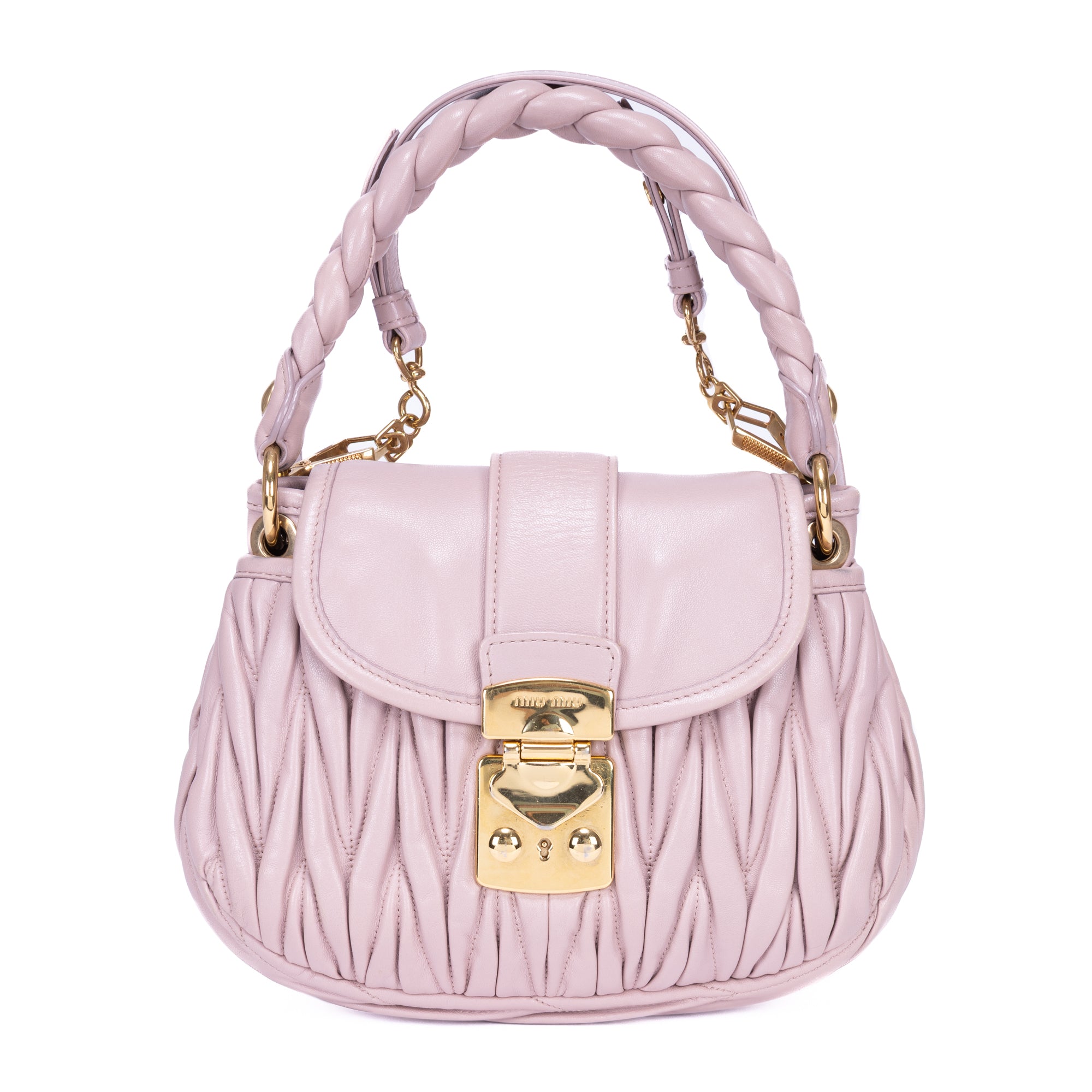 Handbag Coffer Handbag Pink Nappa Matelasse Leather