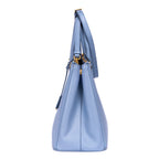 Bolso tote Galleria de doble cremallera mediano de piel Saffiano Lux azul claro