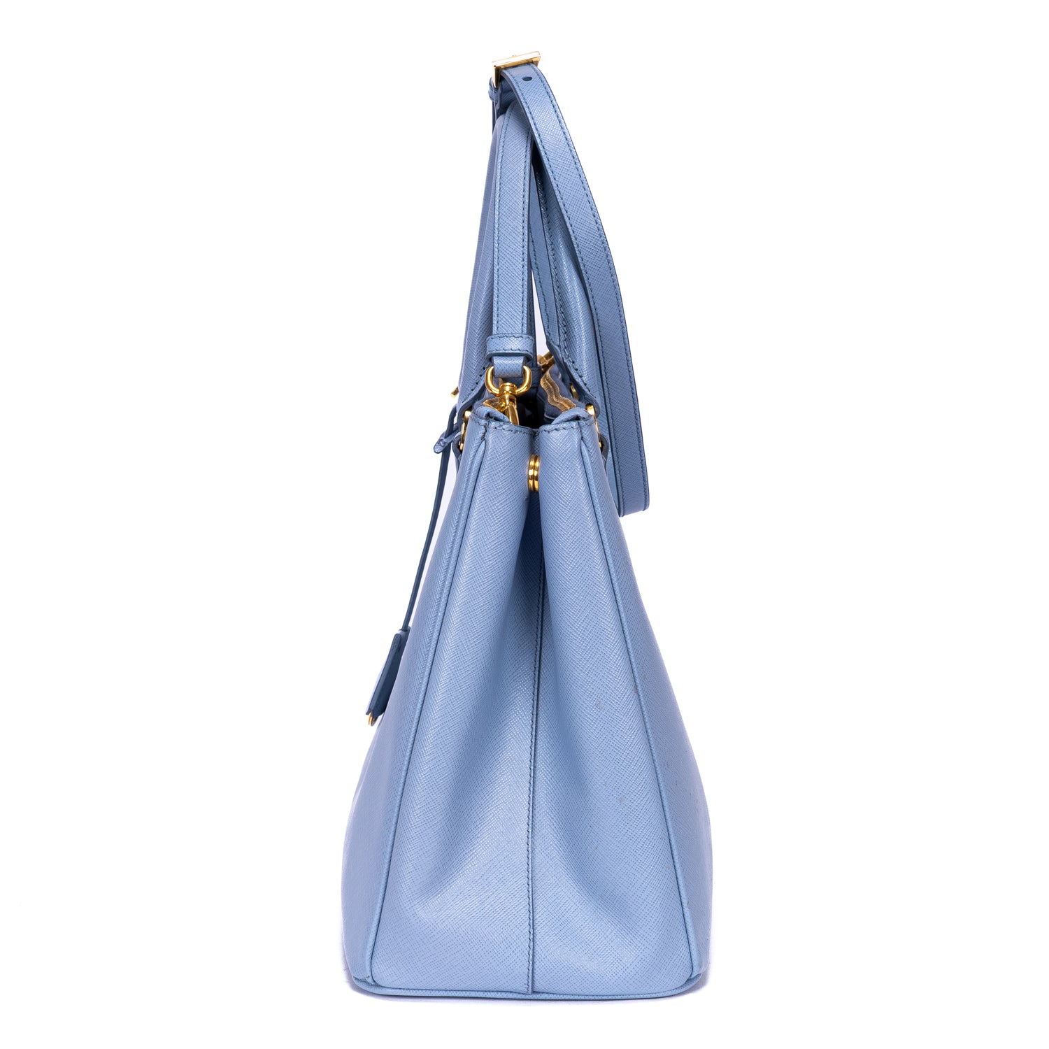 Handbag Double Zip Galleria Tote Medium Light Blue Saffiano Lux Leather