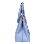 Bolso tote Galleria de doble cremallera mediano de piel Saffiano Lux azul claro