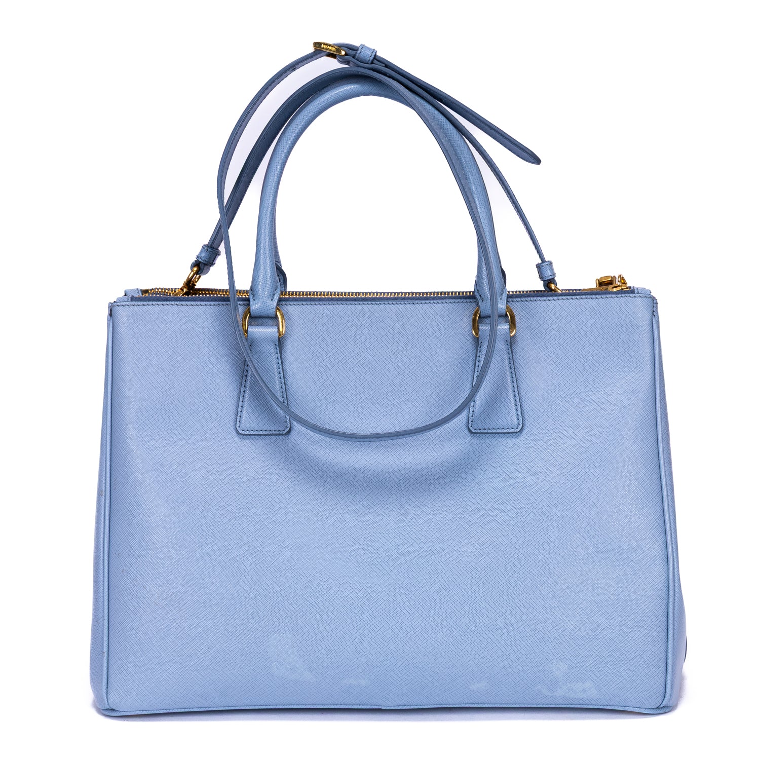 Handbag Double Zip Galleria Tote Medium Light Blue Saffiano Lux Leather
