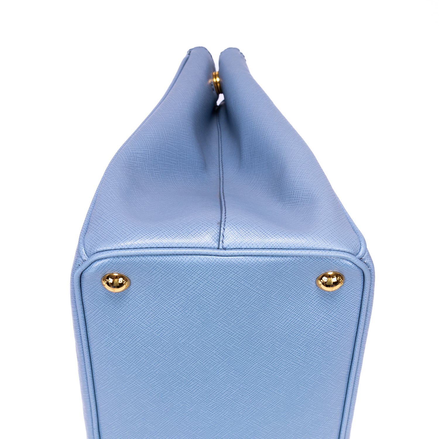 Bolso tote Galleria de doble cremallera mediano de piel Saffiano Lux azul claro