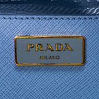 Bolso tote Galleria de doble cremallera mediano de piel Saffiano Lux azul claro