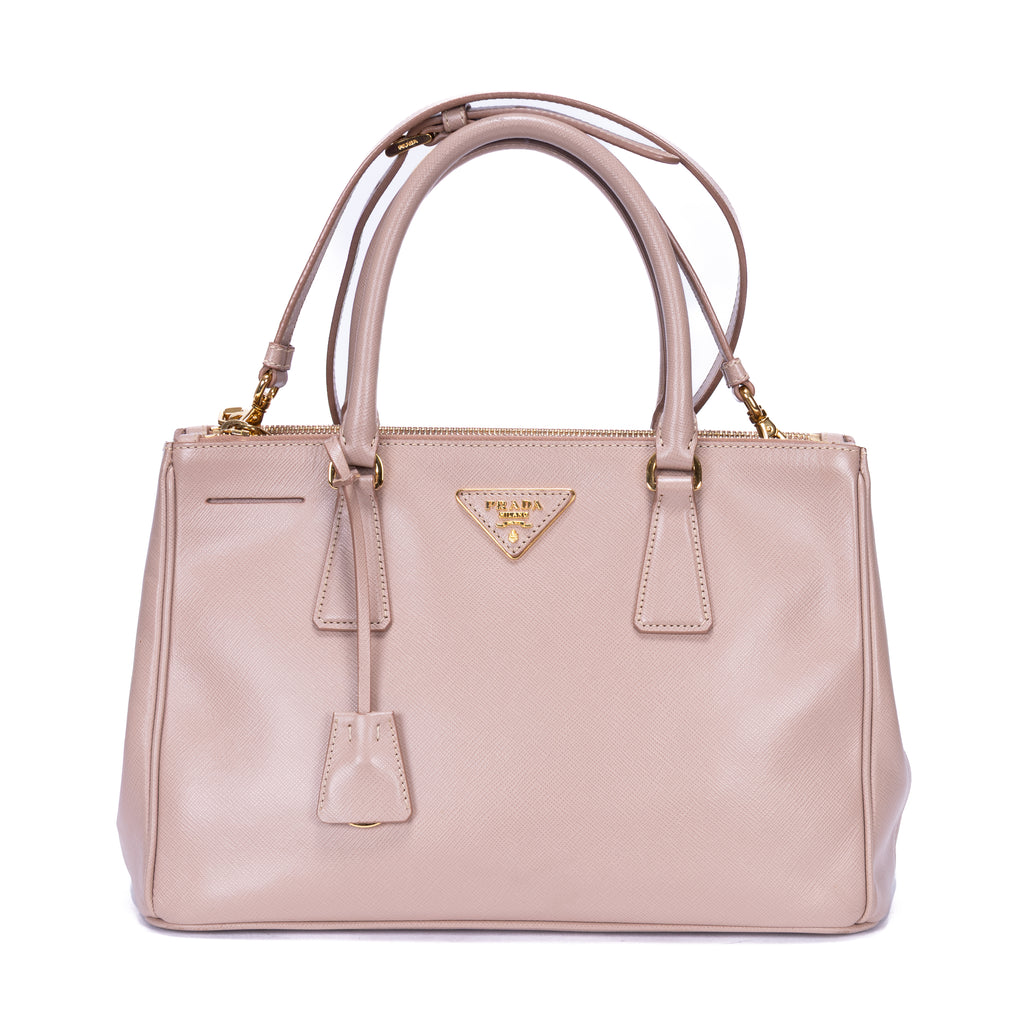Shoulder Bag Double Zip Galleria Tote Small Pink Saffiano Lux Leather