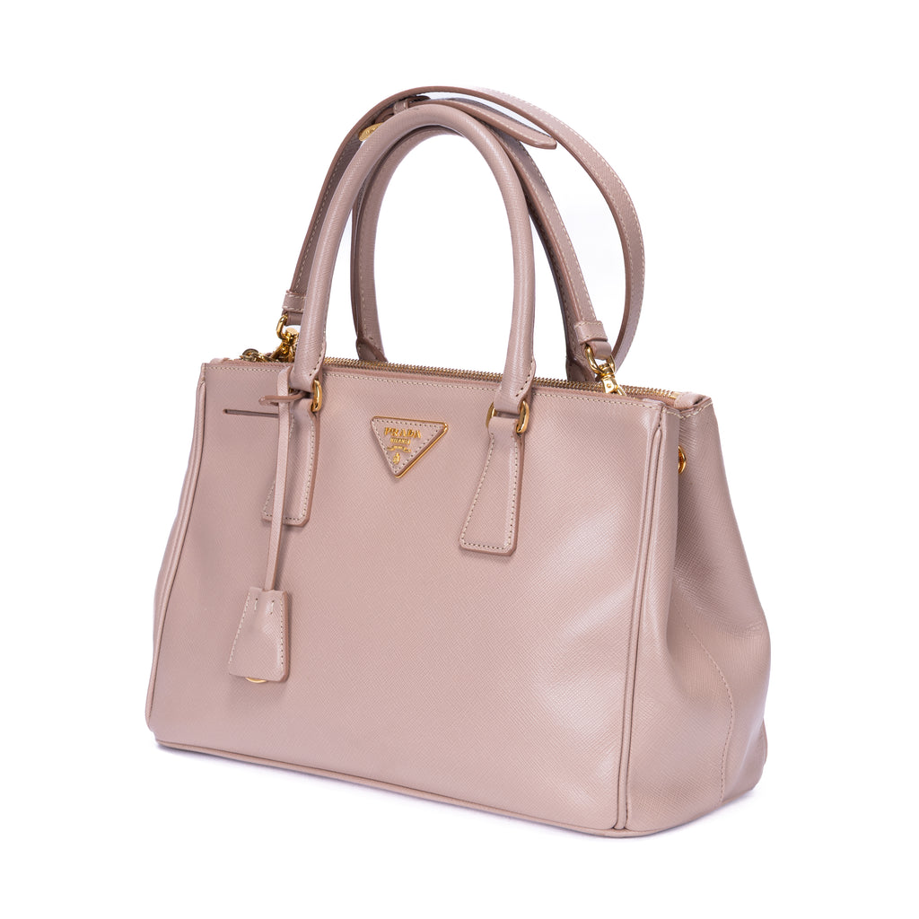 Shoulder Bag Double Zip Galleria Tote Small Pink Saffiano Lux Leather