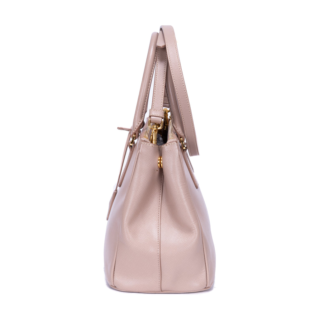Shoulder Bag Double Zip Galleria Tote Small Pink Saffiano Lux Leather